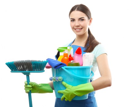 Cleaning equipment used for commercial carpet cleaning in a retail space